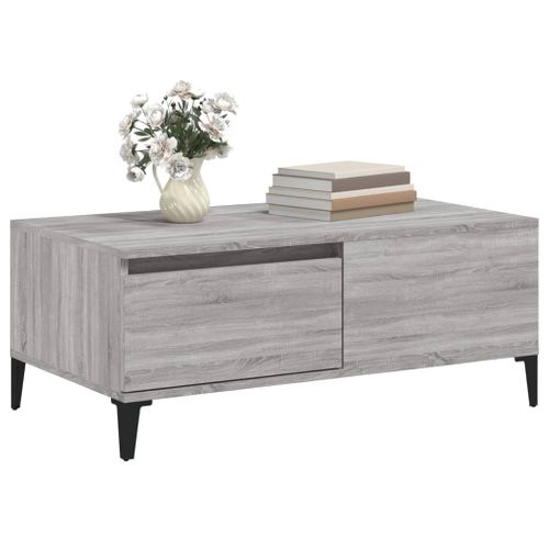 Table Basse Sonoma Gris 90x50x36,5 Cm Bois Contreplaqué
