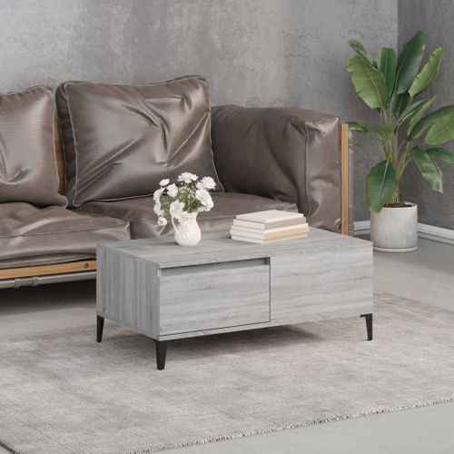 Table Basse Sonoma Gris 90x50x36,5 Cm Bois Contreplaqué
