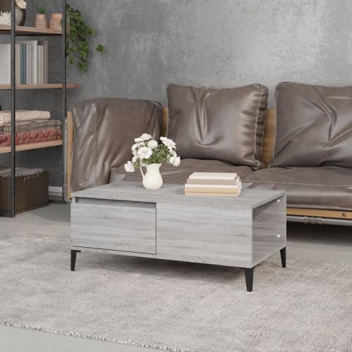 Table Basse Sonoma Gris 90x50x36,5 Cm Bois Contreplaqué