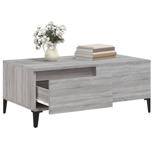 Table Basse Sonoma Gris 90x50x36,5 Cm Bois Contreplaqué