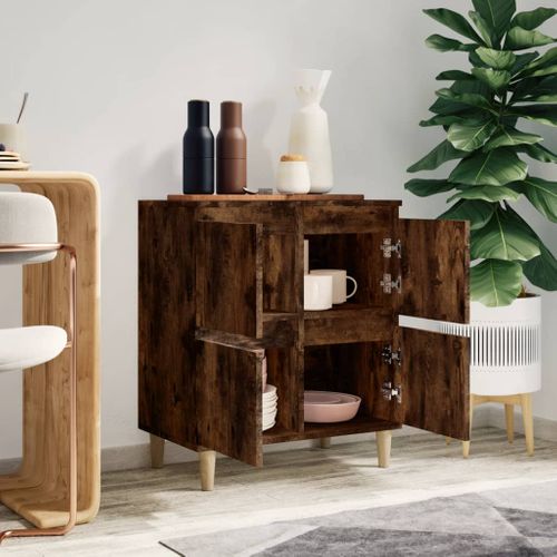 Buffet Chêne Fumé 60x35x70 Cm Bois Contreplaqué