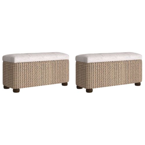 Bancs De Rangement Lot De 2 Avec Coussin Gris 69 Cm Quenouille