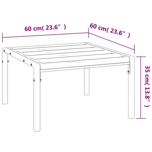 Table Basse De Jardin Noire 60x60x35 Cm Avec Lattes En Acier Pour Terrassee, Et