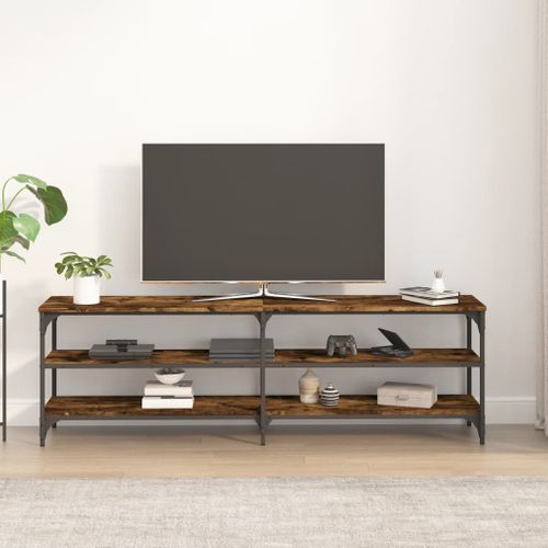 Meuble TV Chêne Fumé 160x30x50 Cm Bois Contreplaqué