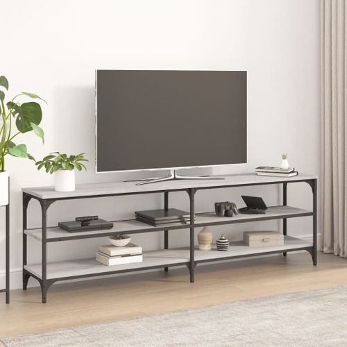 Meuble TV Sonoma Gris 160x30x50 Cm Bois Contreplaqué