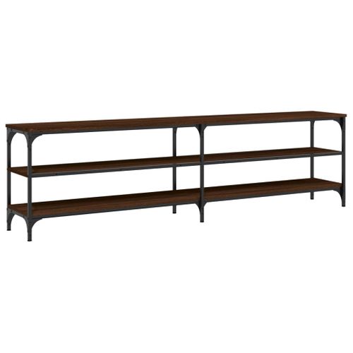 Meuble TV Chêne Marron 180x30x50 Cm Bois Contreplaqué Et Métal