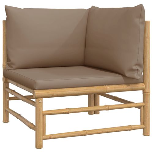 Salon De Jardin 9 Pièces Avec Coussins Taupe Bambou