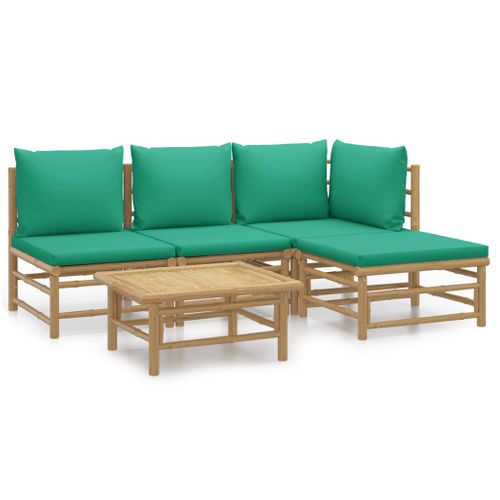 Salon De Jardin 5 Pièces Avec Coussins Vert Bambou