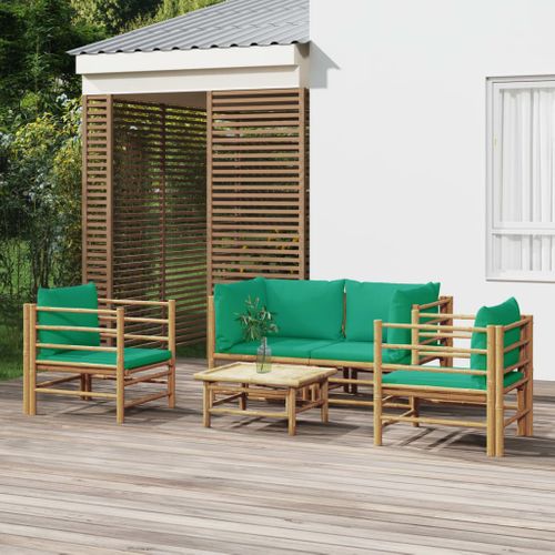 Salon De Jardin 5 Pièces Avec Coussins Vert Bambou