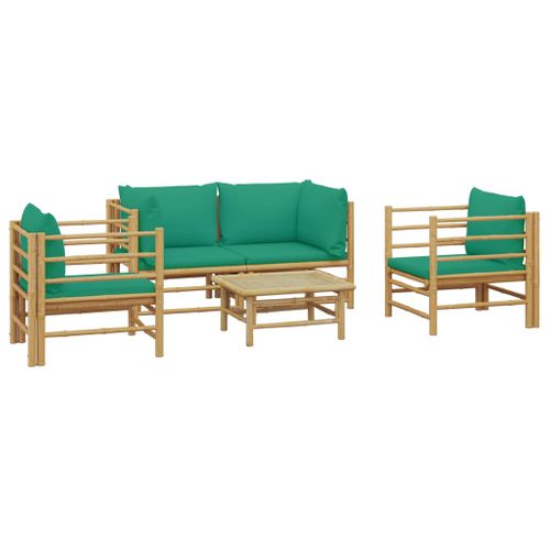 Salon De Jardin 5 Pièces Avec Coussins Vert Bambou
