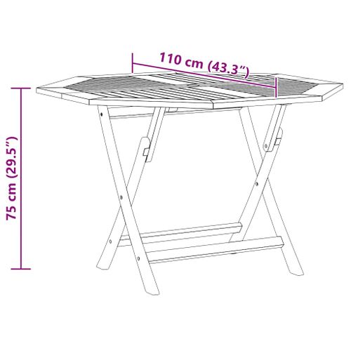 Table De Jardin Pliable 110x110x75 Cm Bois Massif De Teck Meuble De Terrasse Patio Extérieur
