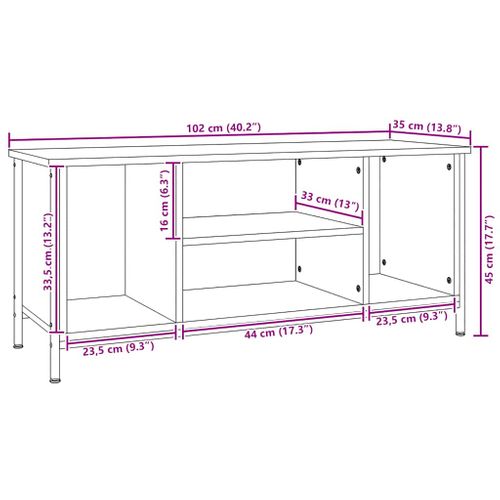 Meuble TV Noir 102x35x45 Cm Bois Contreplaqué