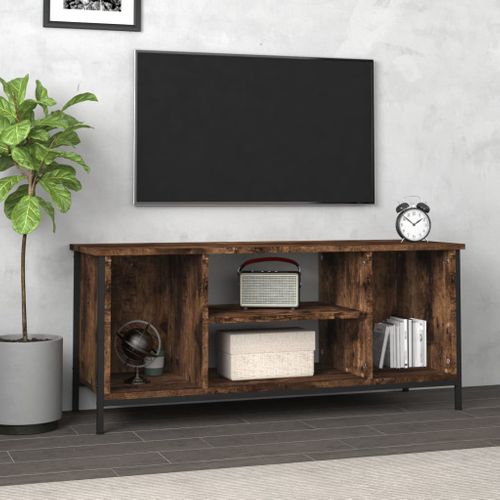Meuble TV Chêne Fumé 102x35x45 Cm Bois Contreplaqué
