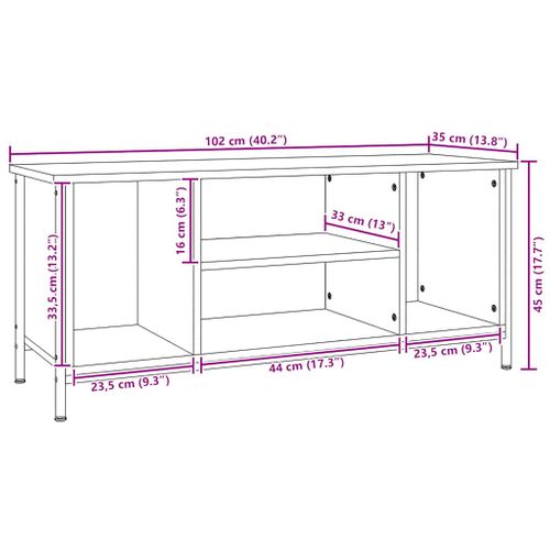 Meuble TV Sonoma Gris 102x35x45 Cm Bois Contreplaqué