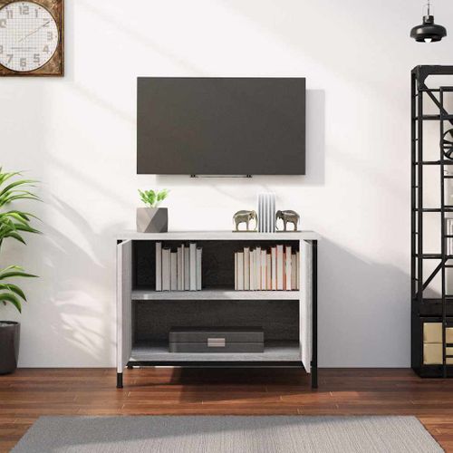 Meuble TV Avec Portes Sonoma Gris 60x35x45 Cm Bois Contreplaqué
