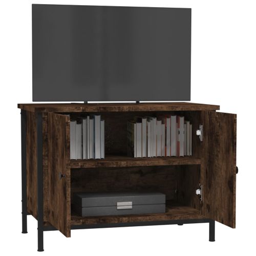 Meuble TV Avec Portes Chêne Marron 60x35x45cm Bois Contreplaqué