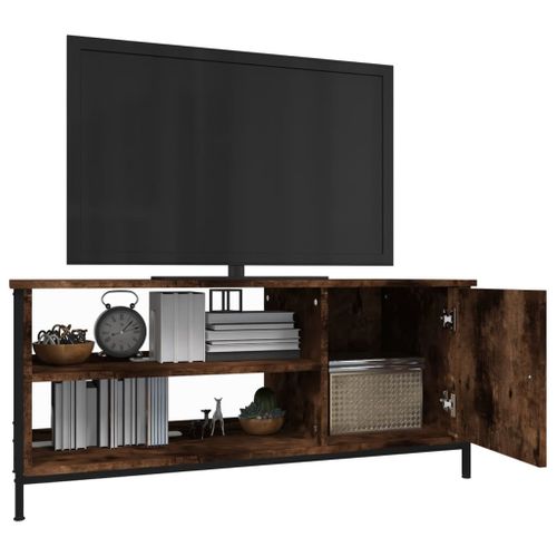 Meuble TV Chêne Fumé 100x40x45 Cm Bois Contreplaqué