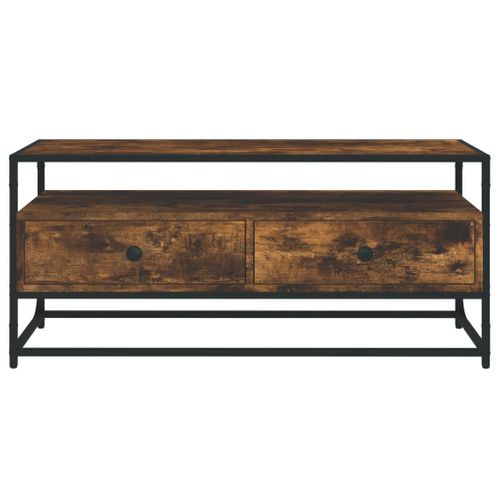 Meuble TV Chêne Fumé 100x35x45 Cm Bois Contreplaqué