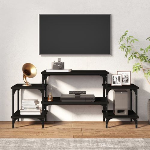 Meuble TV Noir 117x35x52 Cm Bois Contreplaqué