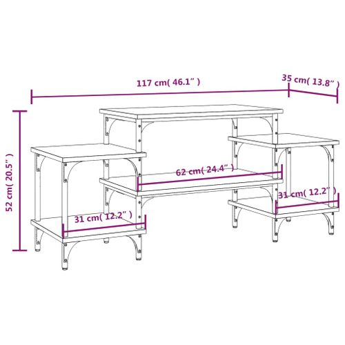 Meuble TV Noir 117x35x52 Cm Bois Contreplaqué