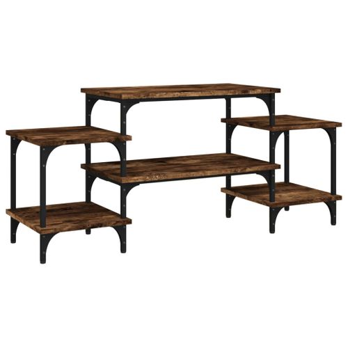 Meuble TV Chêne Fumé 117x35x52 Cm Bois Contreplaqué