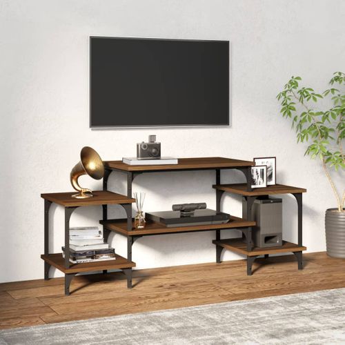 Meuble TV Chêne Marron 117x35x52 Cm Bois Contreplaqué