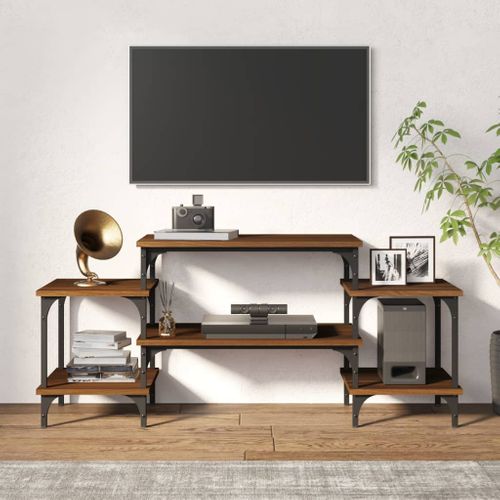 Meuble TV Chêne Marron 117x35x52 Cm Bois Contreplaqué