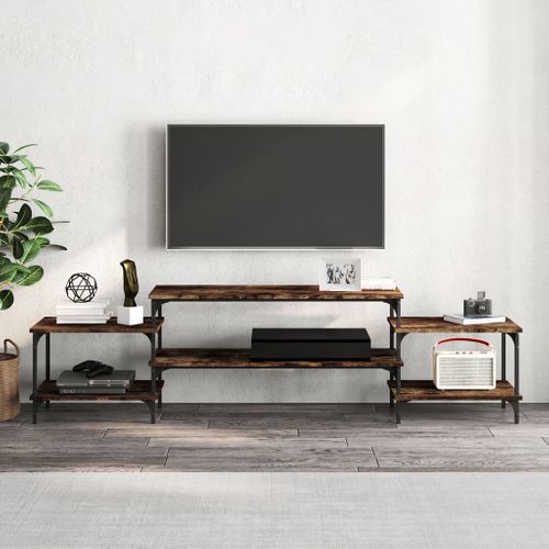 Meuble TV Chêne Fumé 197x35x52 Cm Bois Contreplaqué