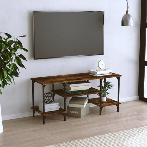 Meuble TV Chêne Fumé 102x35x45,5 Cm Bois Contreplaqué