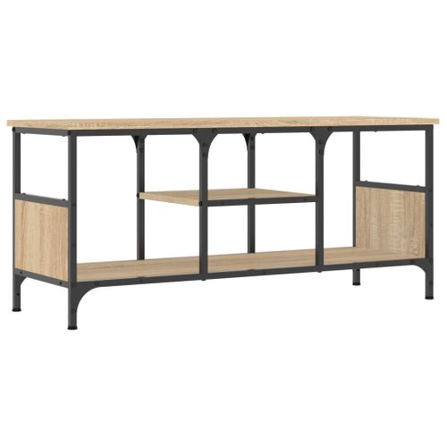 Meuble TV Chêne Sonoma 100x35x45 Cm Bois Contreplaqué Et Fer