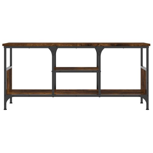 Meuble TV Chêne Fumé 100x35x45 Cm Bois Contreplaqué Et Fer