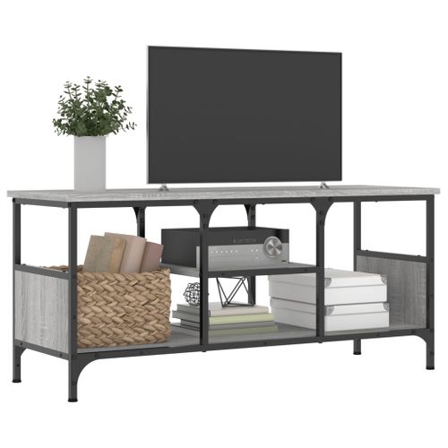 Meuble TV Sonoma Gris 100x35x45 Cm Bois Contreplaqué Et Fer
