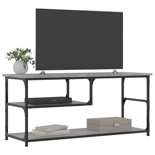Meuble TV Sonoma Gris 103x38x46,5 Cm Bois Contreplaqué Et Acier