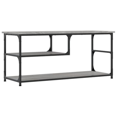 Meuble TV Sonoma Gris 103x38x46,5 Cm Bois Contreplaqué Et Acier
