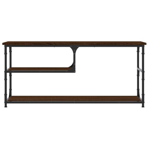 Meuble TV Chêne Marron 103x38x46,5cm Bois Contreplaqué Et Acier