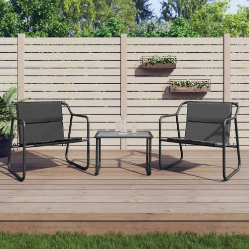 Salon De Jardin Avec Coussins 3 Pièces Anthracite Acier