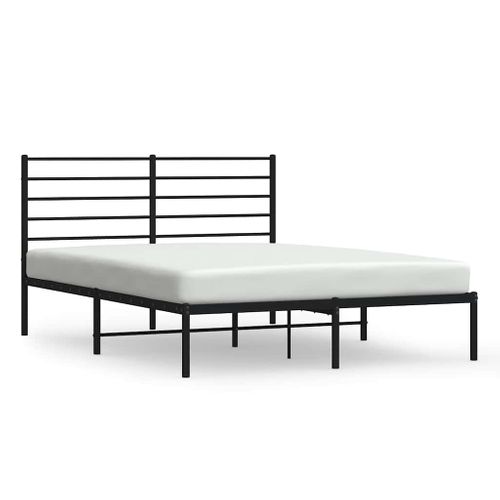 Cadre De Lit Métal Sans Matelas Avec Tête De Lit Noir 120x190cm