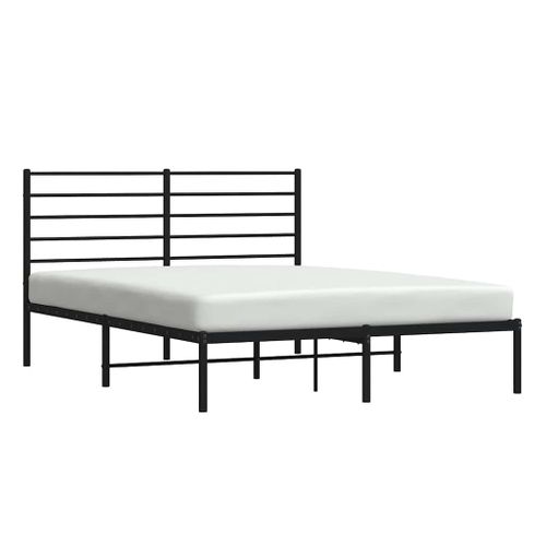 Cadre De Lit Métal Sans Matelas Avec Tête De Lit Noir 120x190cm
