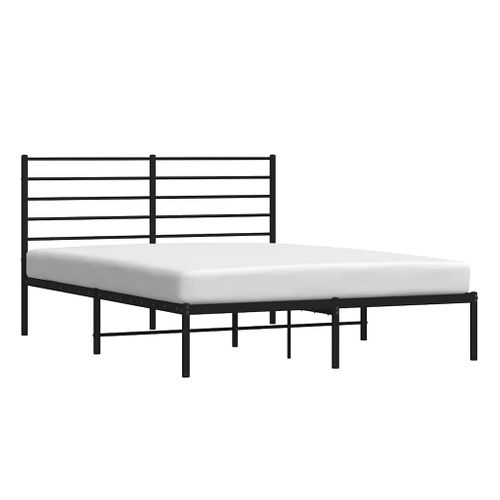 Cadre De Lit Métal Sans Matelas Avec Tête De Lit Noir 135x190cm