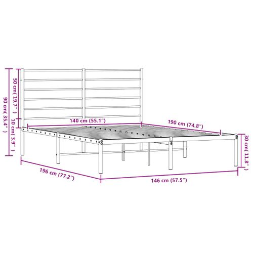 Cadre De Lit Métal Sans Matelas Avec Tête De Lit Noir 140x190cm
