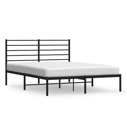 Cadre De Lit Métal Sans Matelas Avec Tête De Lit Noir 150x200cm