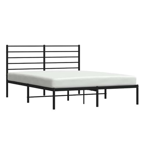Cadre De Lit Métal Sans Matelas Avec Tête De Lit Noir 150x200cm