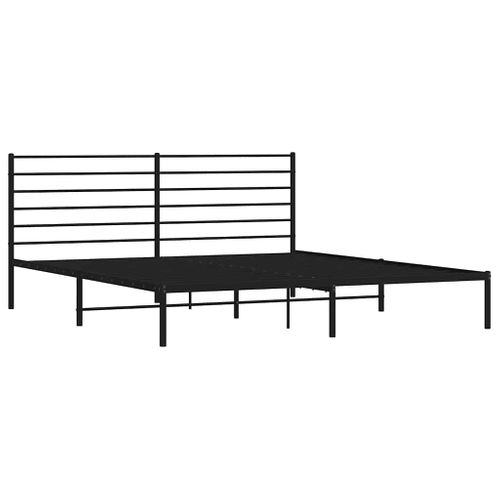 Cadre De Lit Métal Sans Matelas Avec Tête De Lit Noir 183x213cm