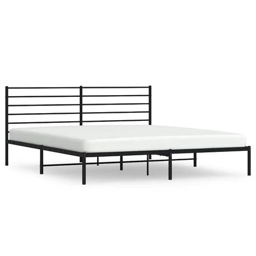 Cadre De Lit Métal Sans Matelas Avec Tête De Lit Noir 183x213cm