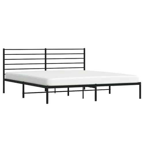 Cadre De Lit Métal Sans Matelas Avec Tête De Lit Noir 183x213cm