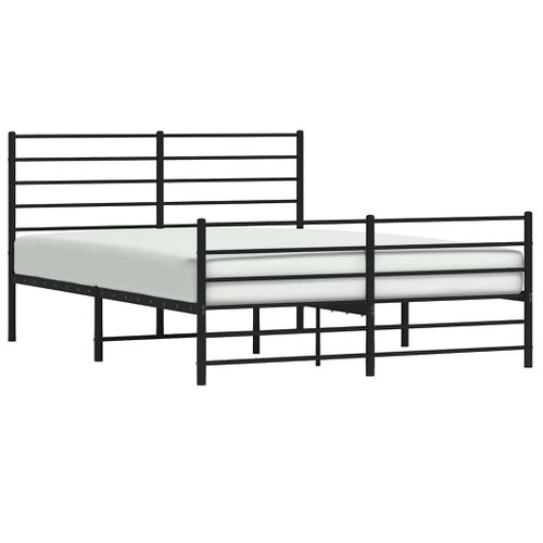 Cadre De Lit Métal Sans Matelas Avec Pied De Lit Noir 140x190cm