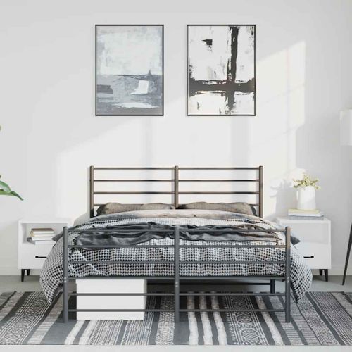 Cadre De Lit Métal Sans Matelas Avec Pied De Lit Noir 150x200cm