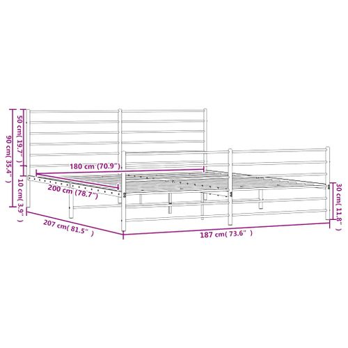 Cadre De Lit Métal Sans Matelas Avec Pied De Lit Noir 180x200cm