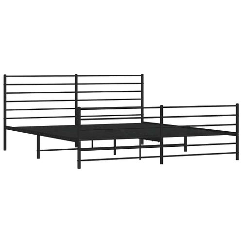 Cadre De Lit Métal Sans Matelas Avec Pied De Lit Noir 193x203cm