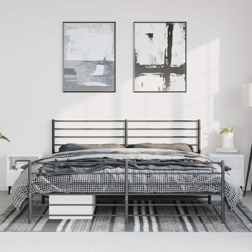 Cadre De Lit Métal Sans Matelas Avec Pied De Lit Noir 193x203cm